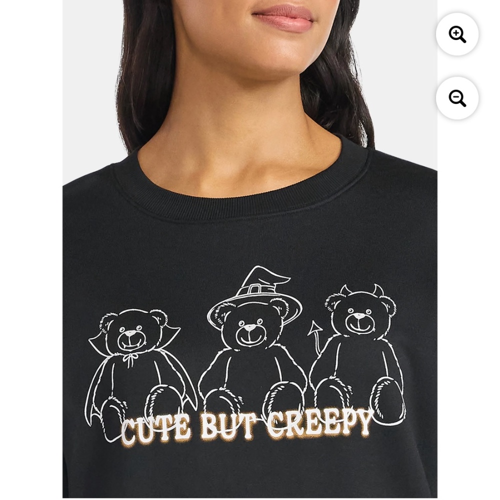 Cute But Creepy Women’s Black Graphic Long Sleeve Sweatshirt Size Large NWT - Picture 4 of 5
